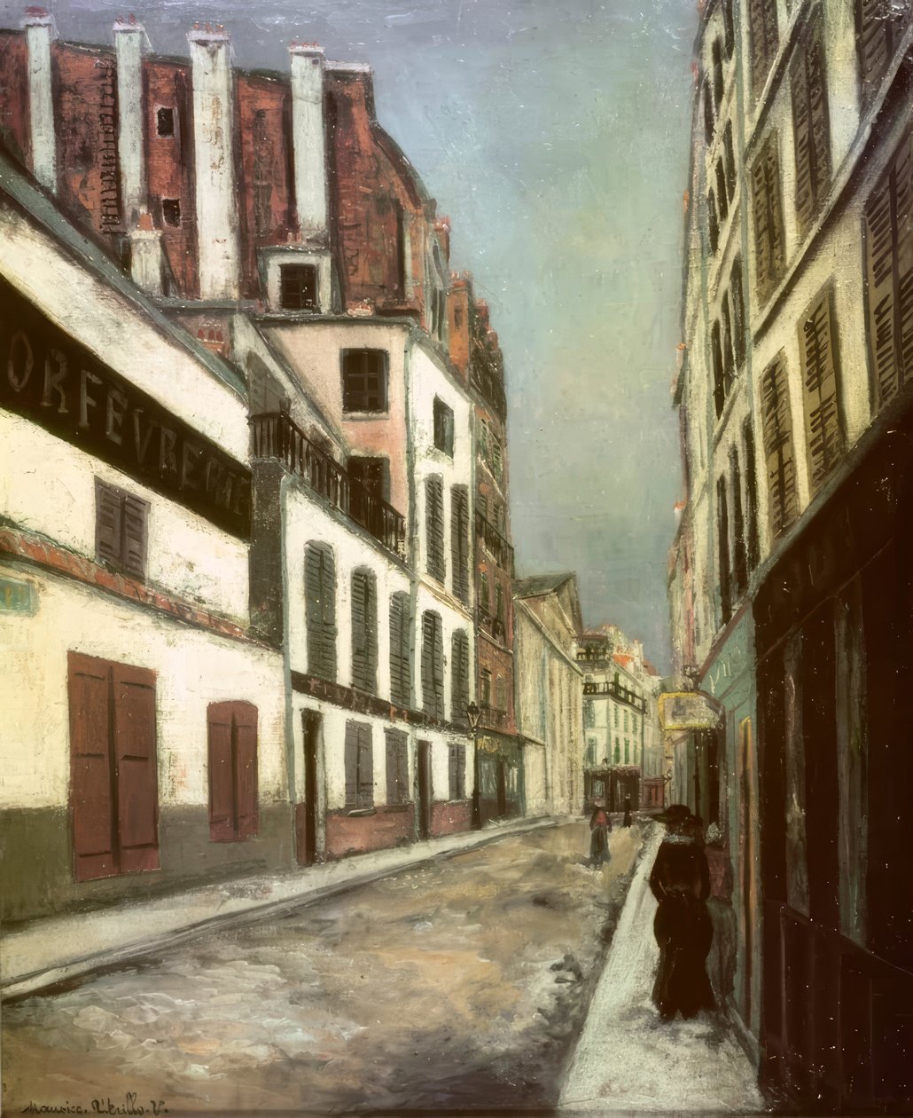 De straat in Saint-Ouen door Maurice Utrillo