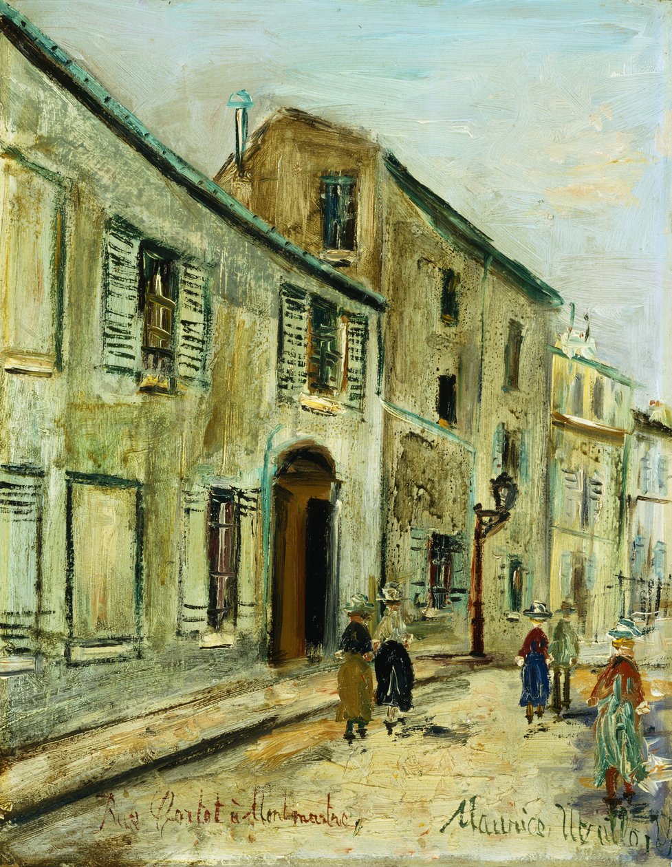 Rue Corot in Montmartre, ca. 1930 (olieverf op paneel) door Maurice Utrillo