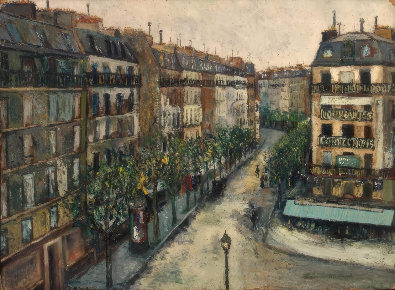 Rue Custine in Montmartre door Maurice Utrillo