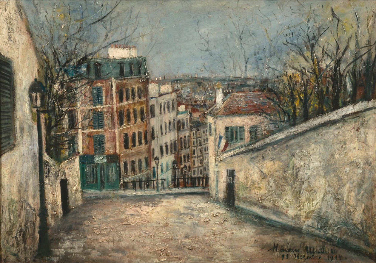 Rue Du Mont-Cenis (Mont Cenis) in Montmartre door Maurice Utrillo