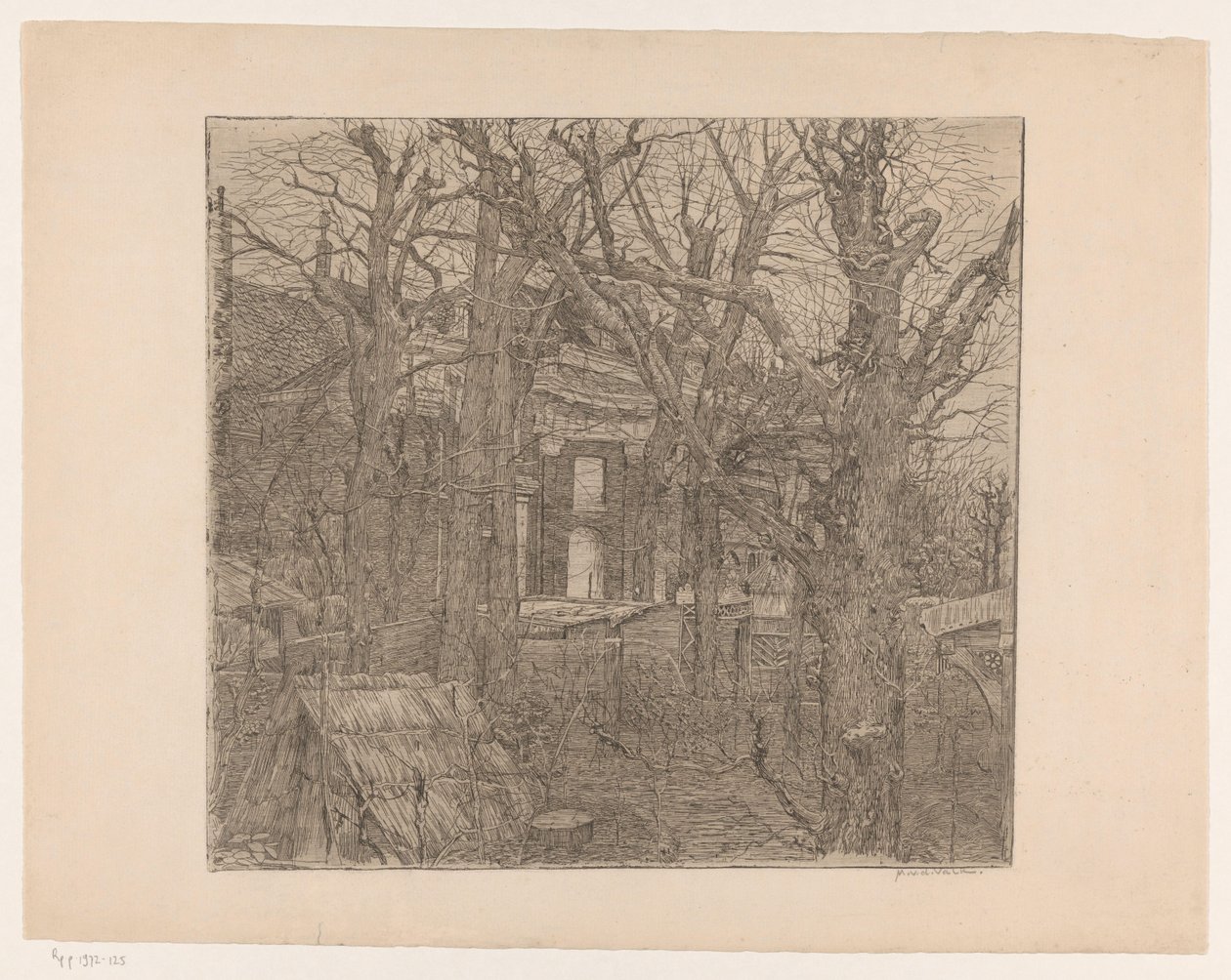 Bomen rond een huis door Maurits van der Valk (signed by artist)