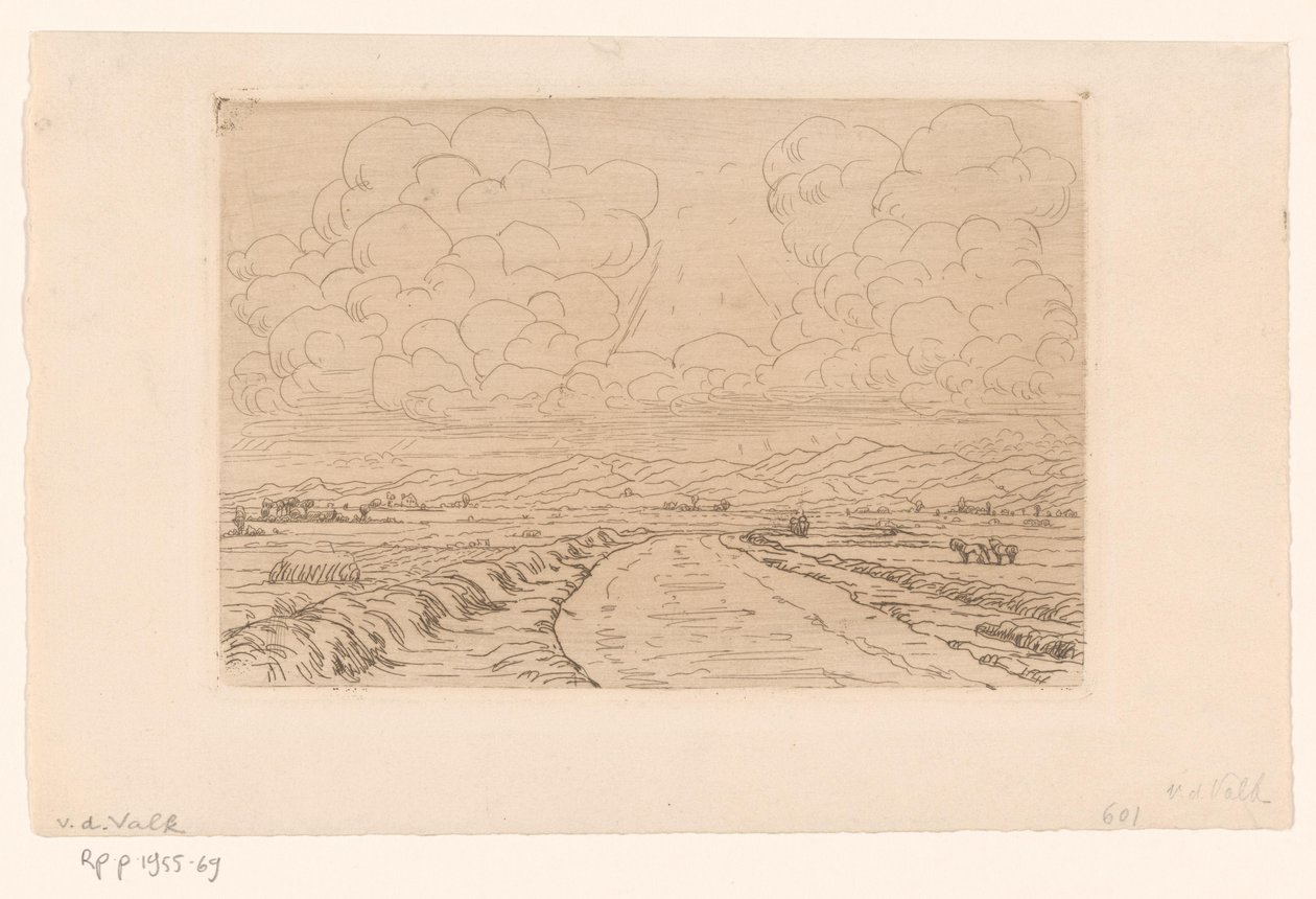 Landweg door Landschap met Heuvels aan de Horizon door Maurits van der Valk