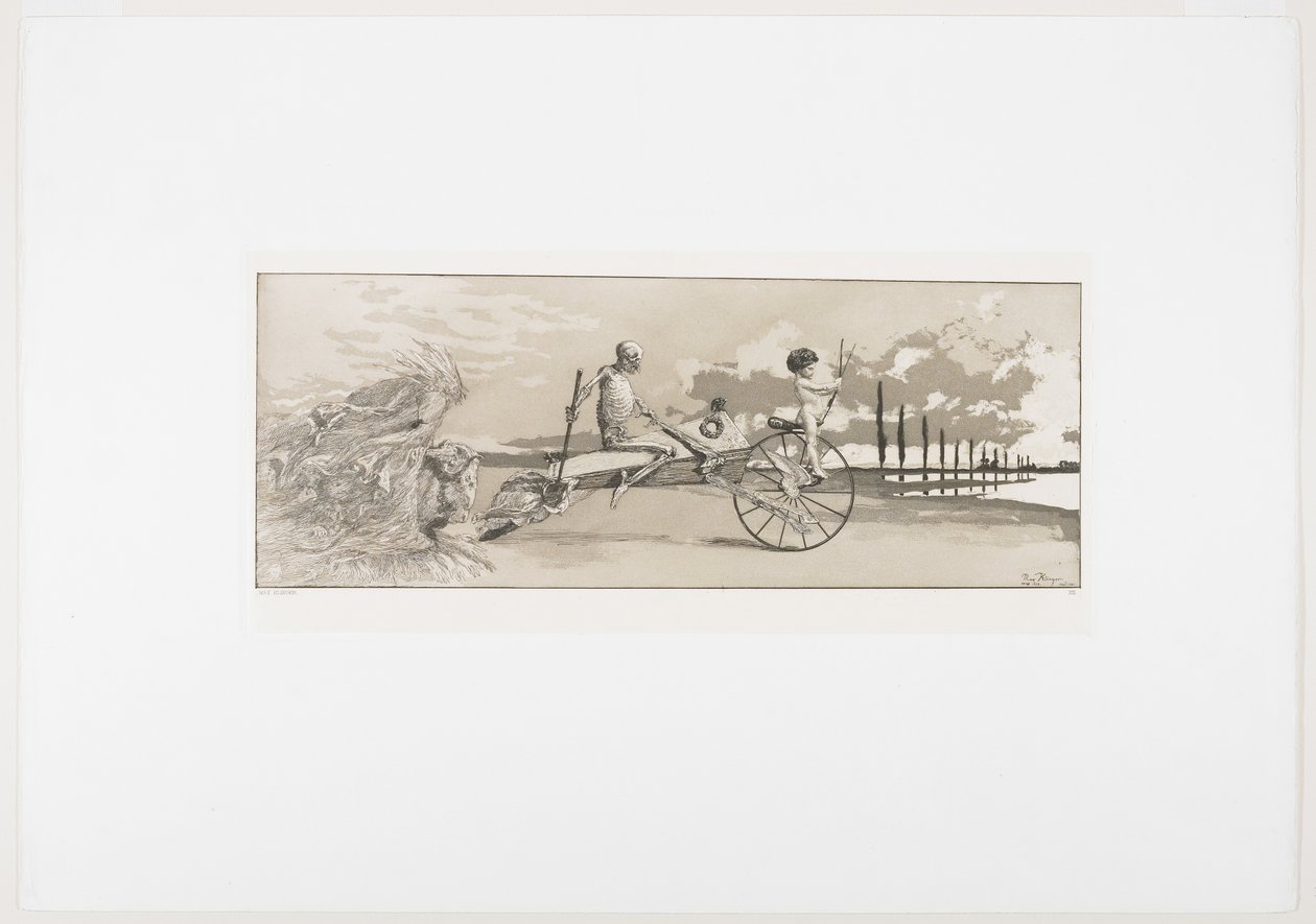 Cupido, de dood en het hiernamaals, uit Intermezzi, Opus IV, 1881 door Max Klinger