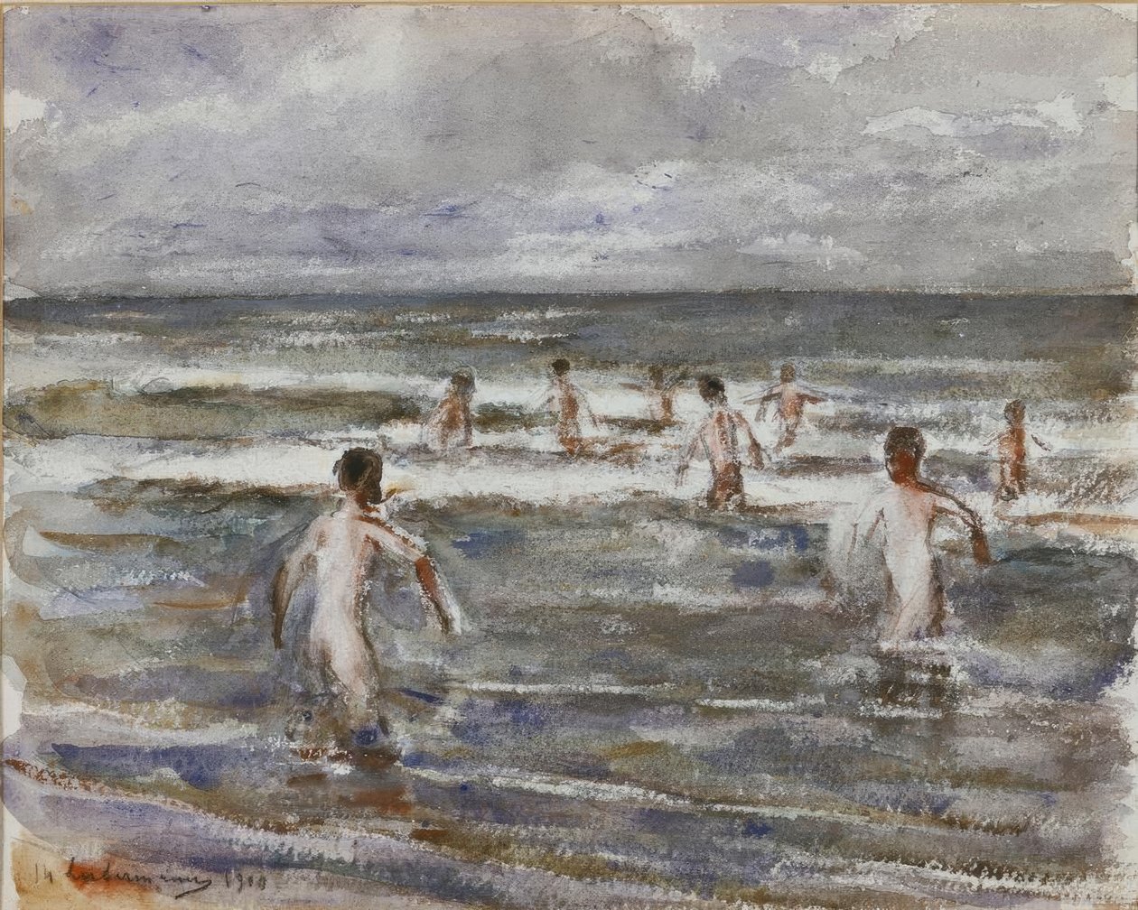 Badende jongens door Max Liebermann