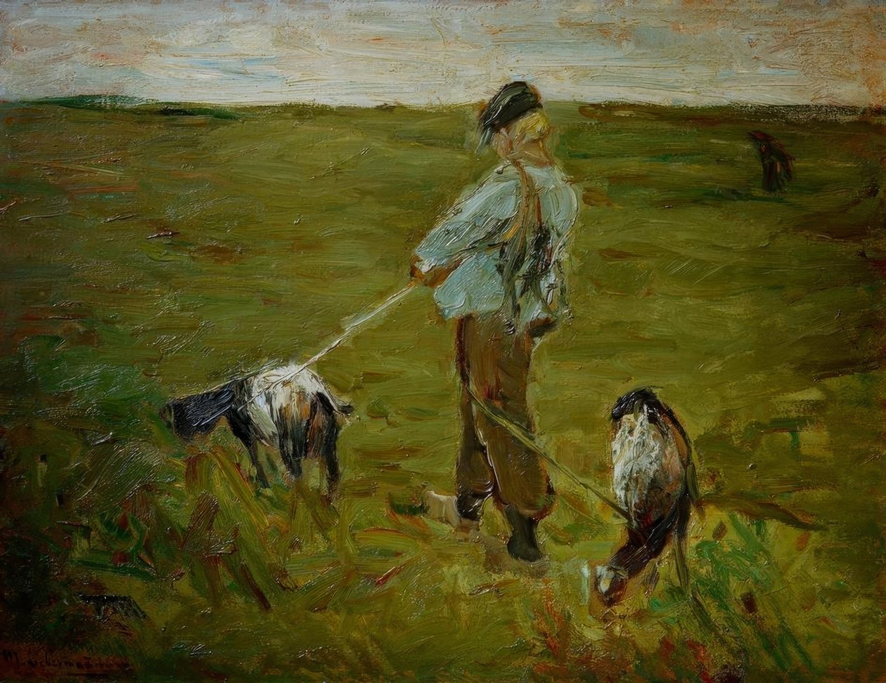 Jongen met geiten door Max Liebermann