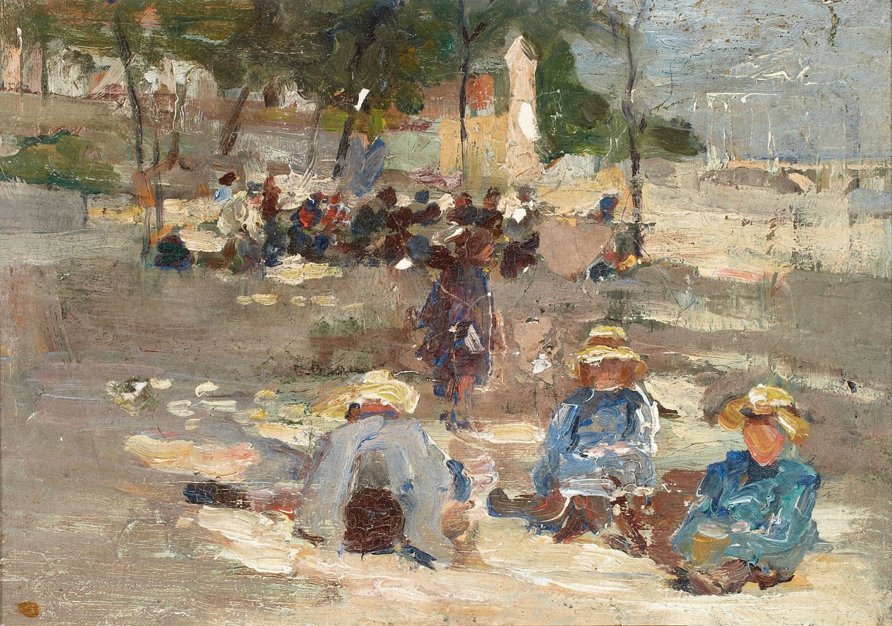 Picknick in het park door Max Liebermann