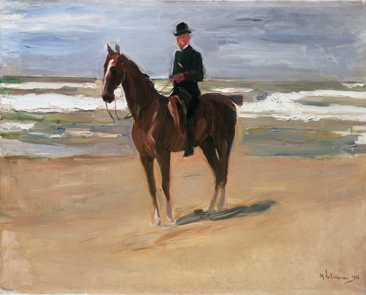 Ruiter op het strand, 1908 door Max Liebermann