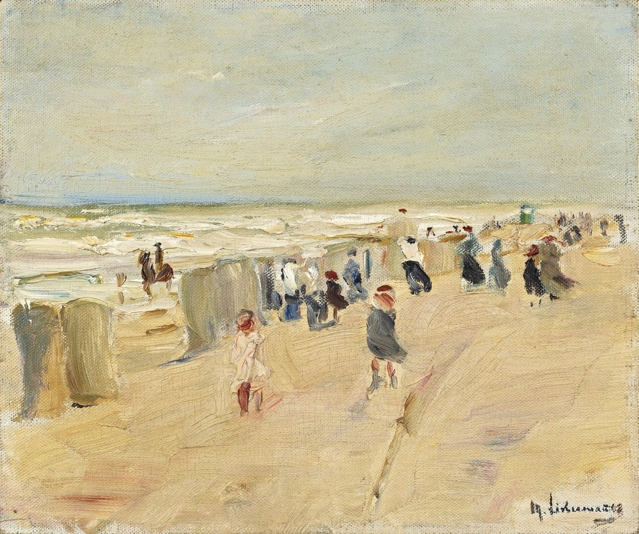 Strand in Noordwijk bij storm door Max Liebermann