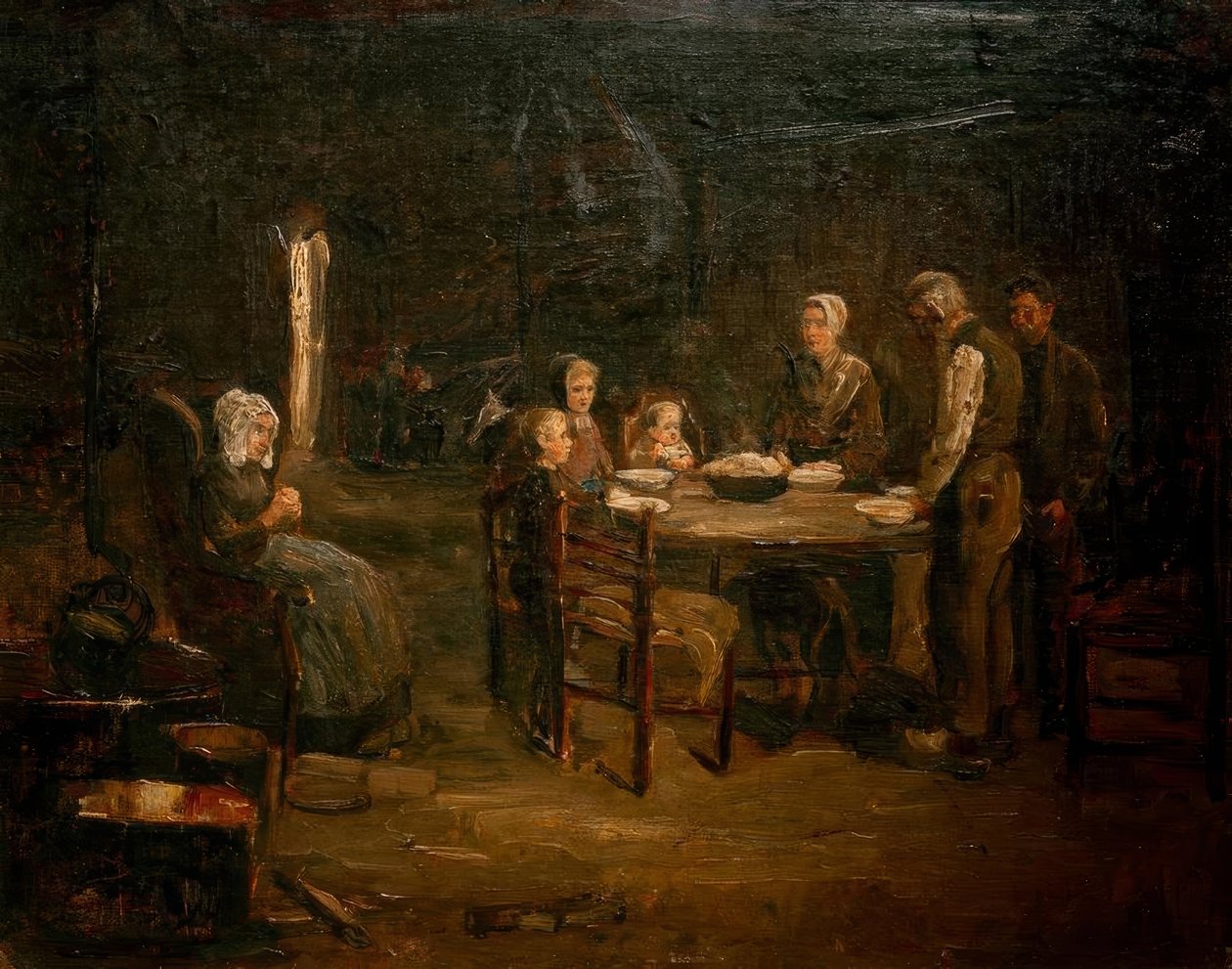 Studie voor het tafelgebed door Max Liebermann