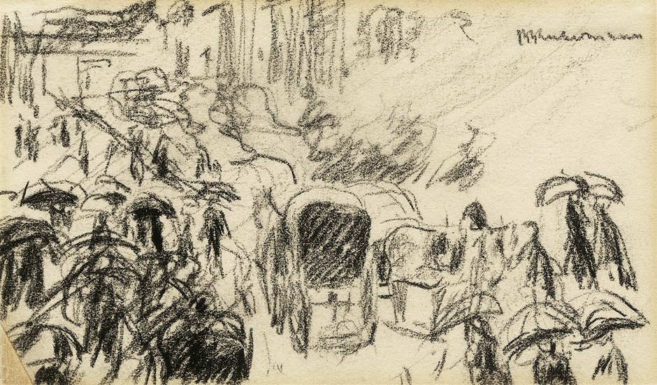 Onder de linden in de regen door Max Liebermann