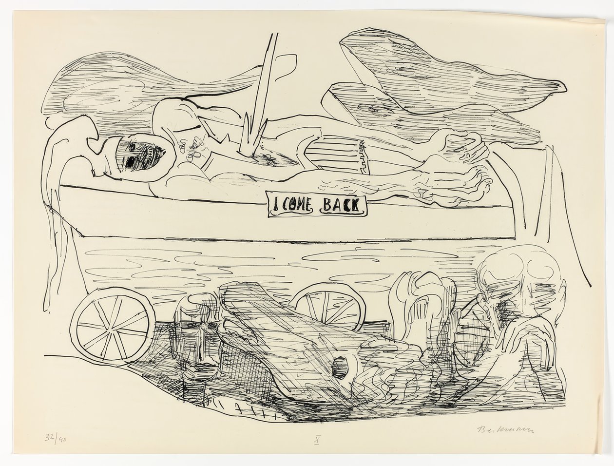 Droom van oorlog, plaat 10 uit Day and Dream door Max Beckmann