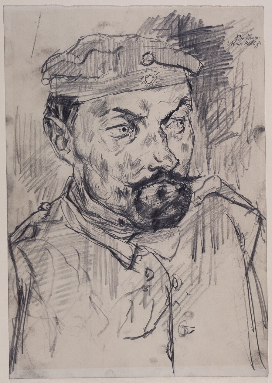 Ernst Pflanz, lid van de Home Guard, hoofd en schouders door Max Beckmann