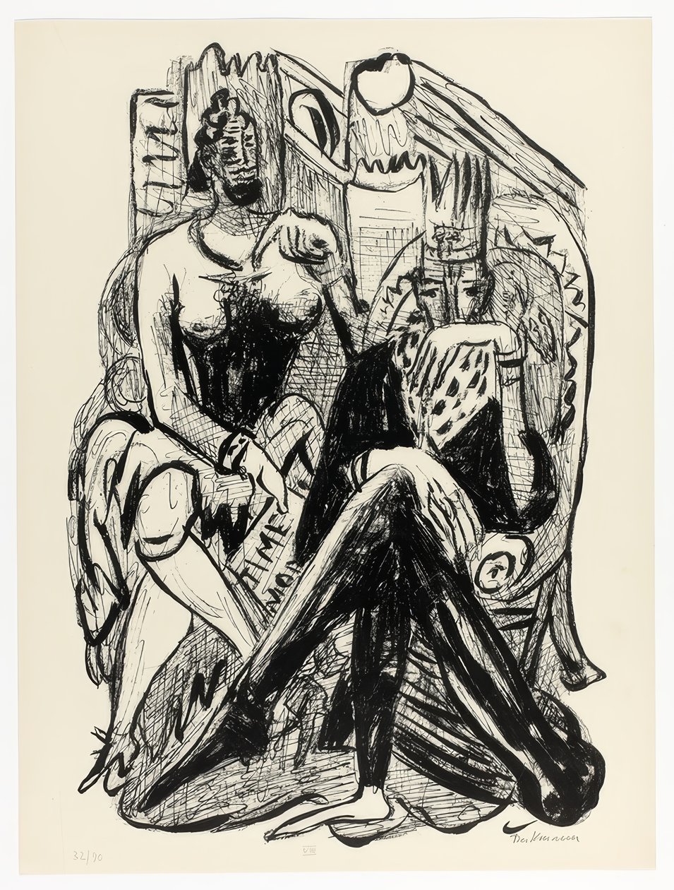 Koning en demagoog, plaat acht uit Dag en Droom door Max Beckmann