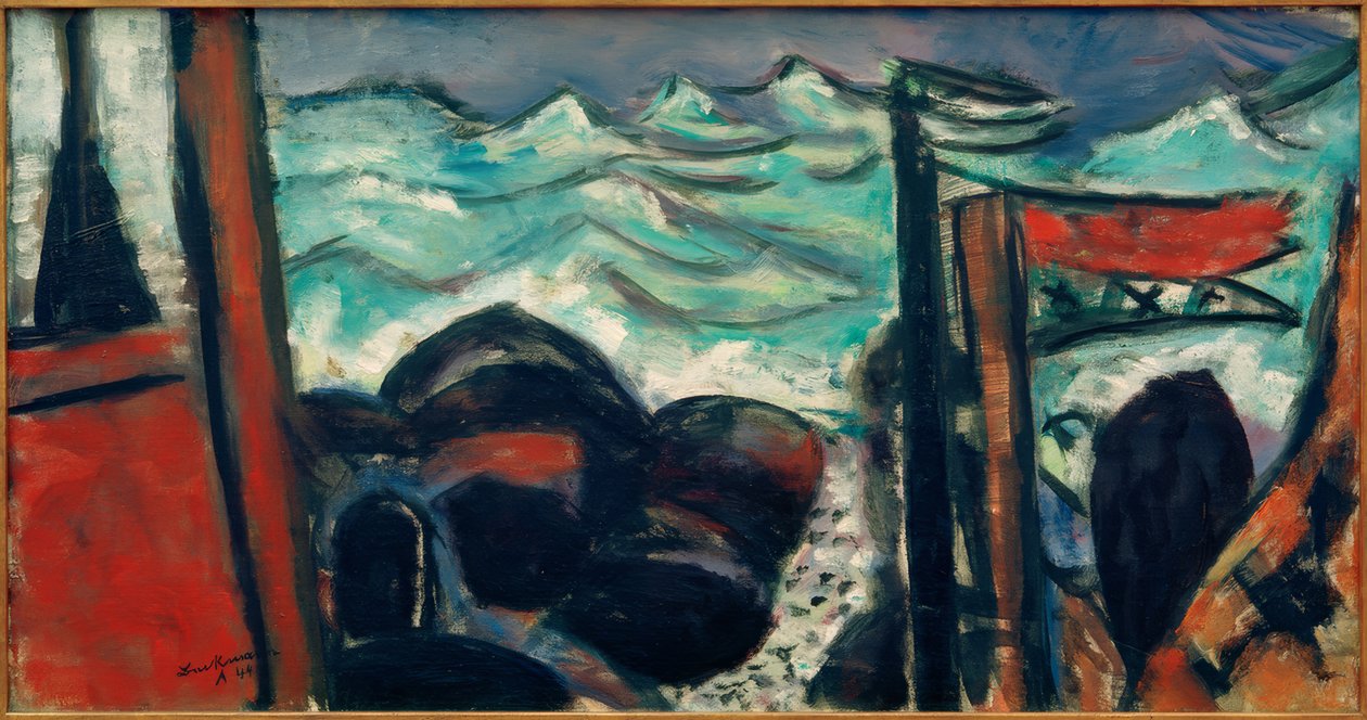 Kleine stormachtige Zee door Max Beckmann