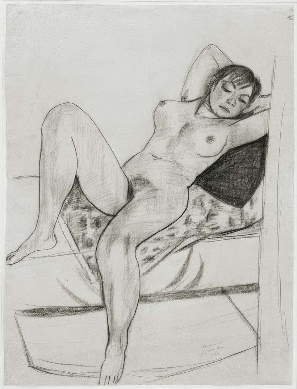 Liggend vrouwelijk naakt door Max Beckmann