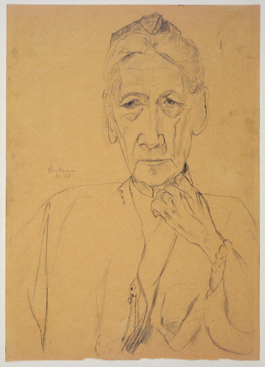 Portret van mevrouw Tube als halffiguur, en face door Max Beckmann