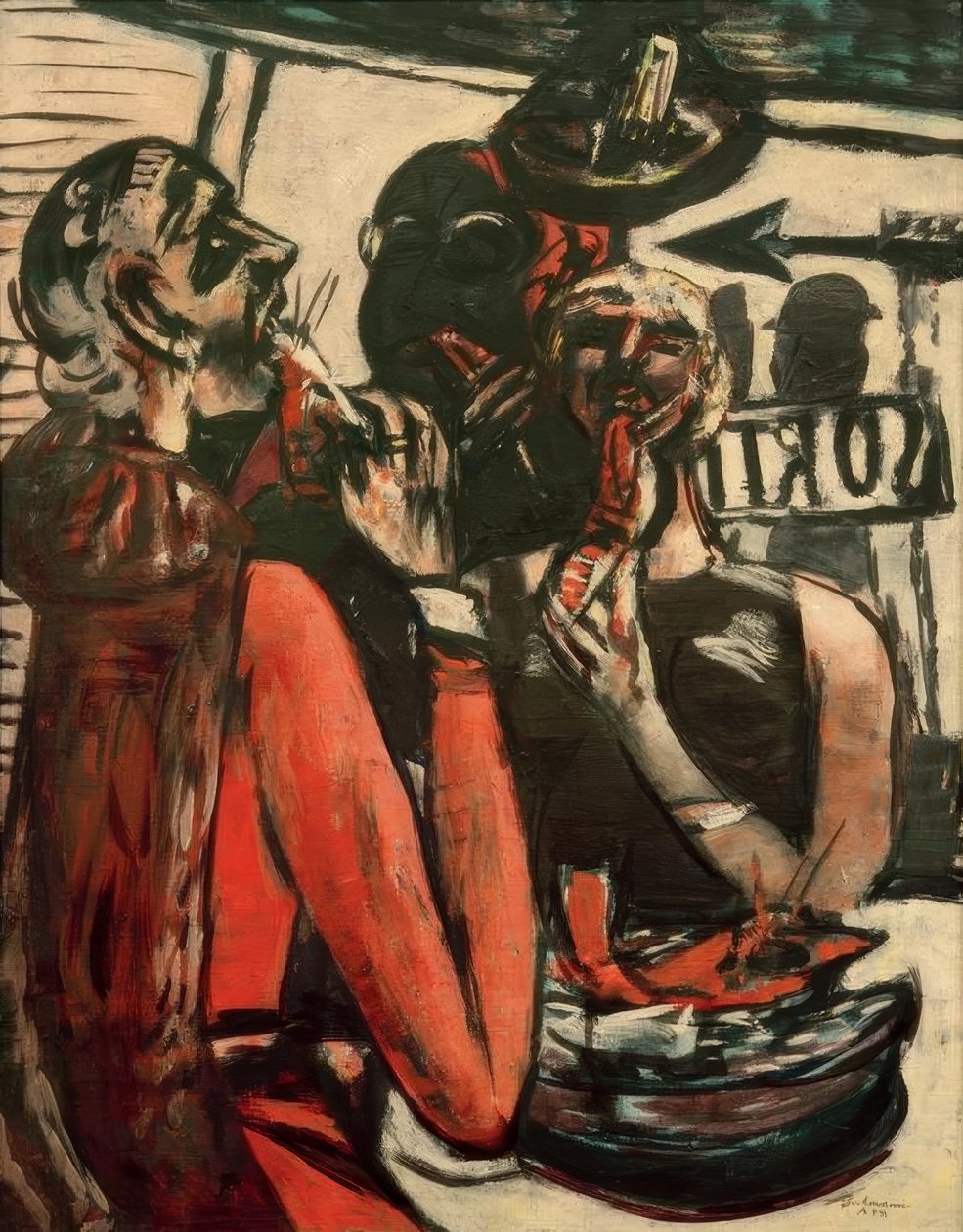 Prunier (In Restaurant Prunier, Parijs) door Max Beckmann
