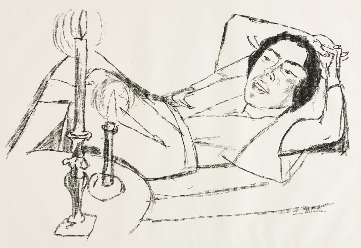Liggende Vrouw (Portret van Johanna Loeb) door Max Beckmann
