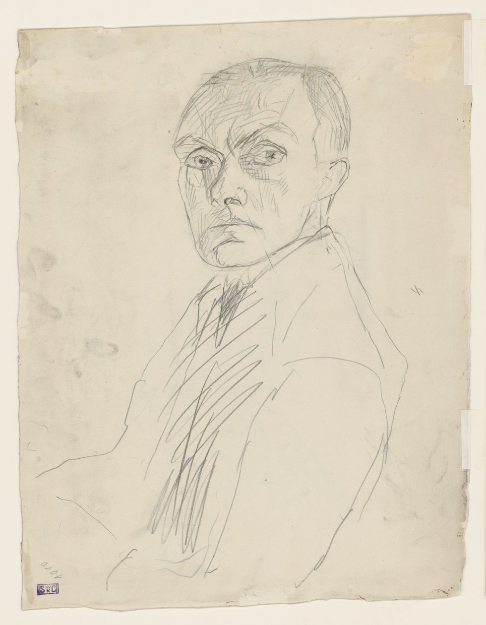 Zelfportret in halfprofiel naar links (afgewezen) door Max Beckmann