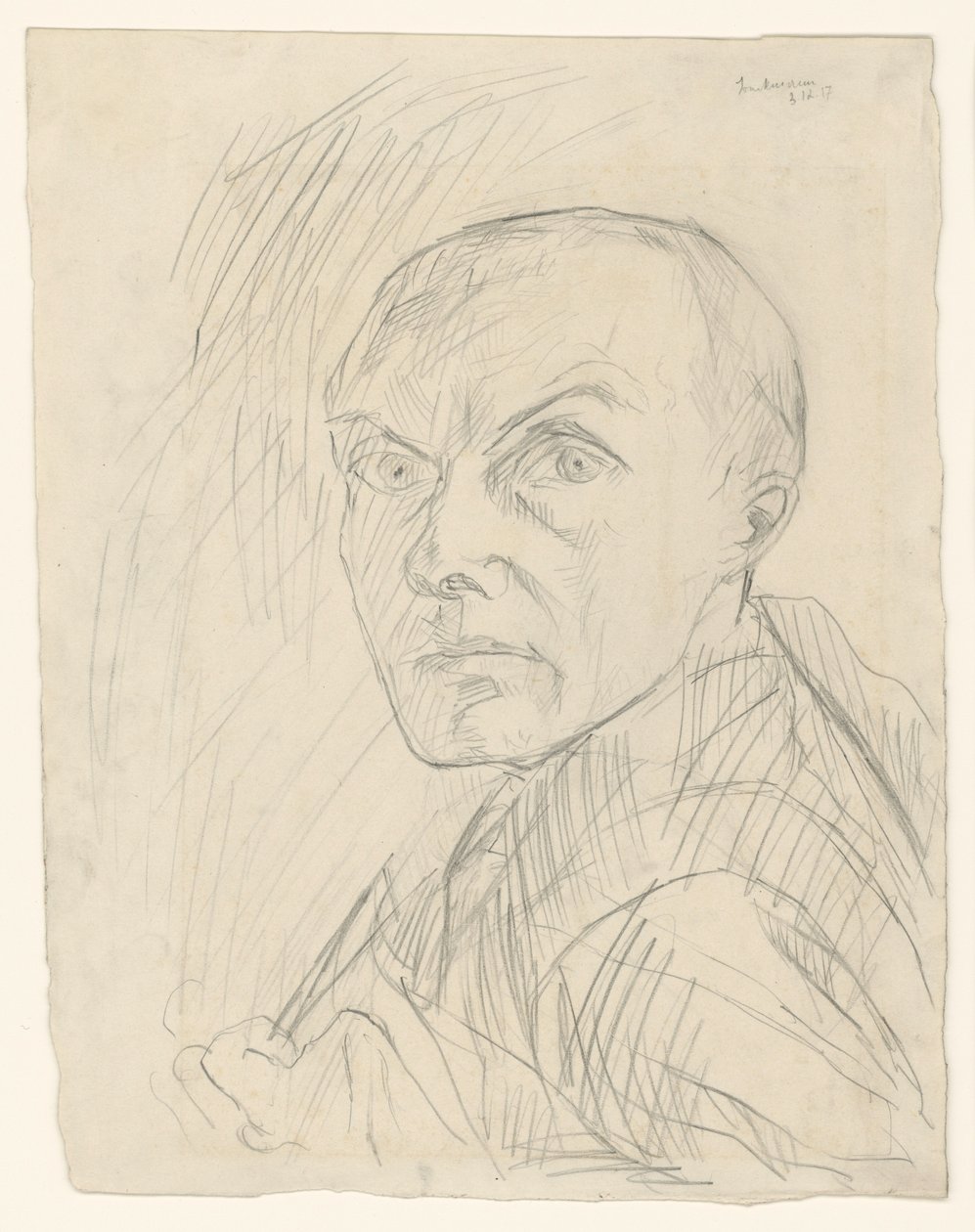 Zelfportret in halfprofiel naar links door Max Beckmann