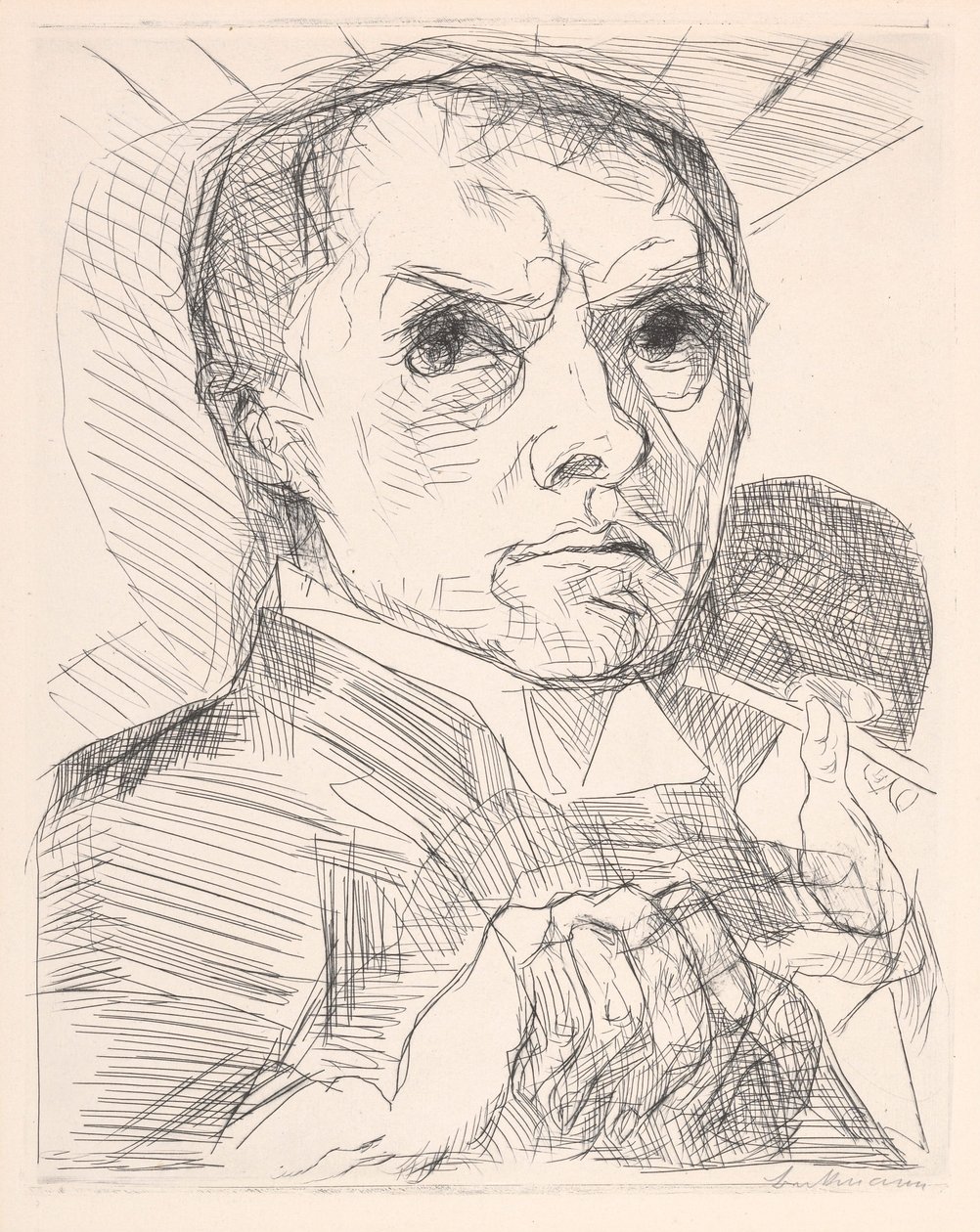 Zelfportret met stift door Max Beckmann