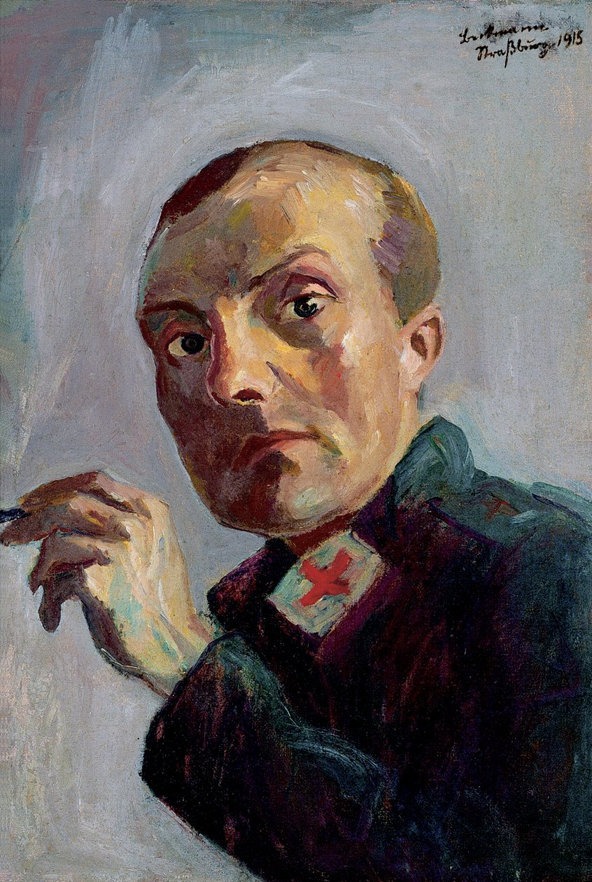 Zelfportret als mannelijke verpleegkundige door Max Beckmann