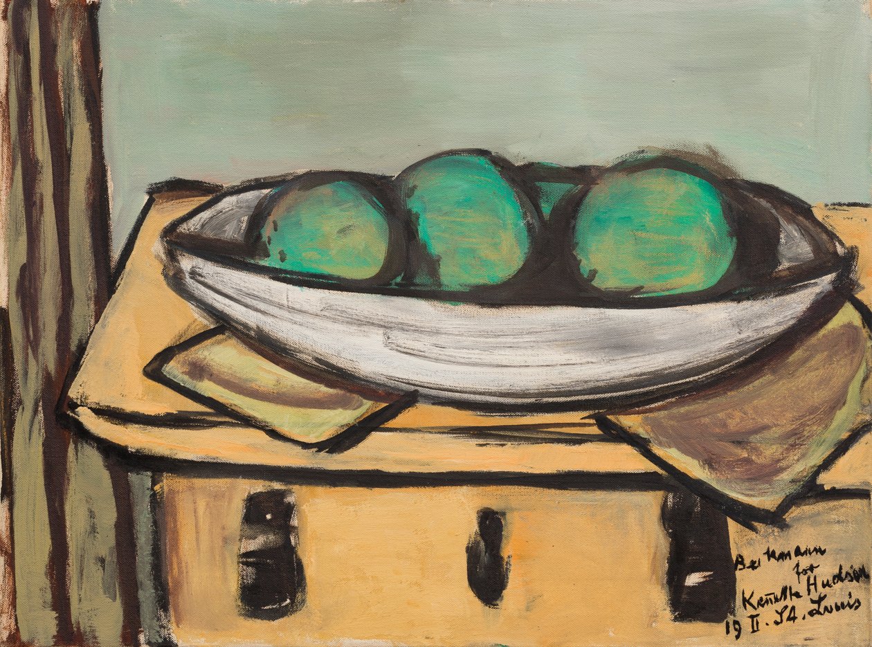 Stilleven met grote groene vrucht door Max Beckmann