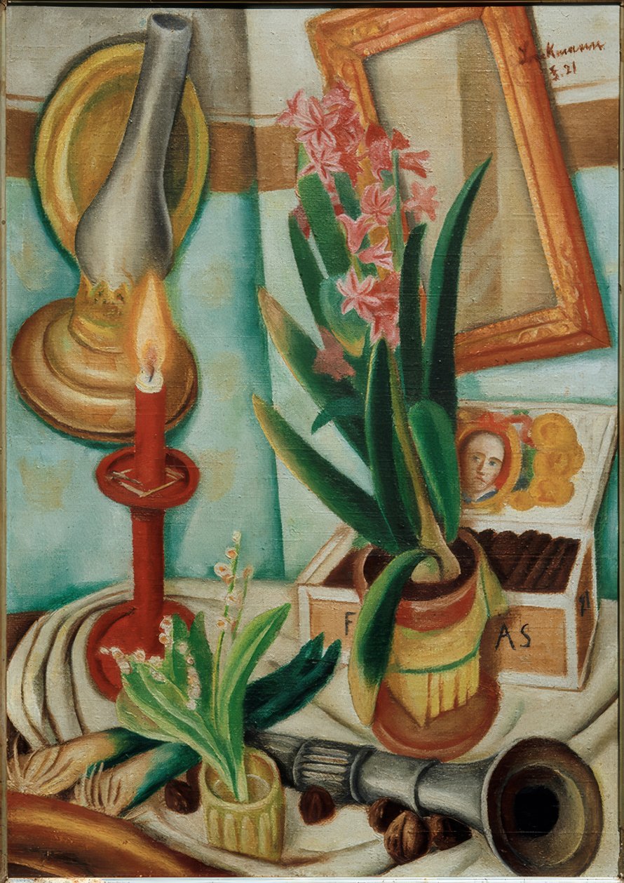 Stilleven met brandende kaars door Max Beckmann