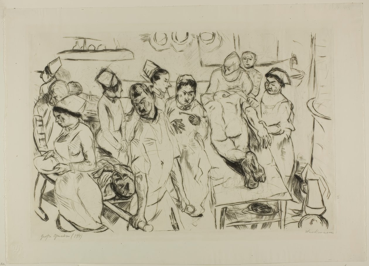 De grote operatie, plaat achttien uit Gesichter door Max Beckmann