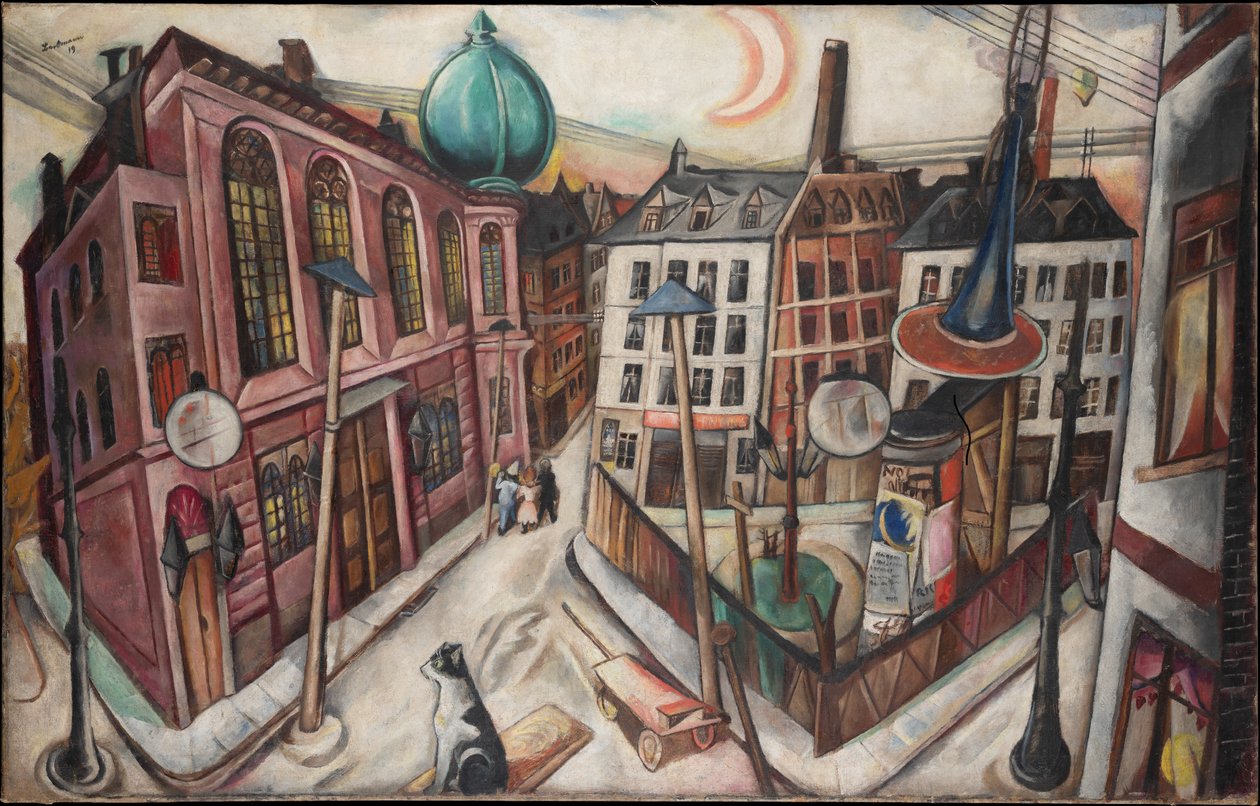 De synagoge in Frankfurt Am Main door Max Beckmann