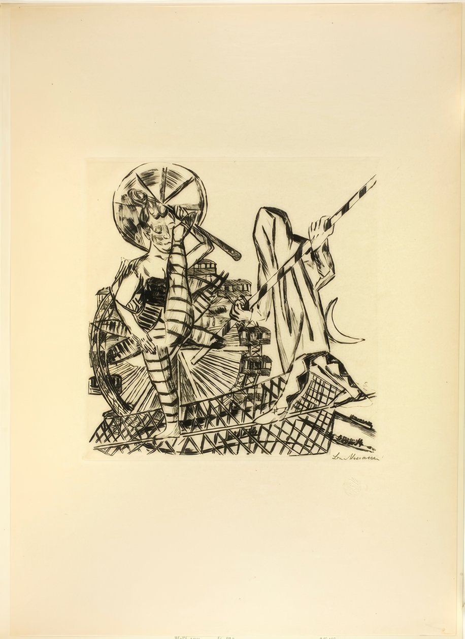 De koorddansers, plaat acht uit Jahrmarkt door Max Beckmann