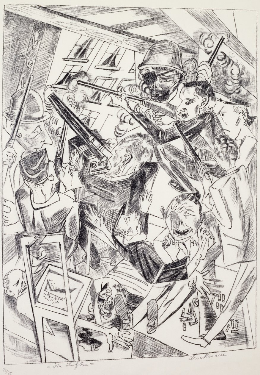 De laatsten, door Max Beckmann (1884-1950), lithografie. Duitsland, 20e eeuw. door Max Beckmann