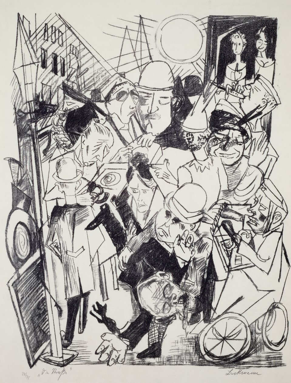 De straat, door Max Beckmann (1884-1950), gravure. Duitsland, 20e eeuw. door Max Beckmann