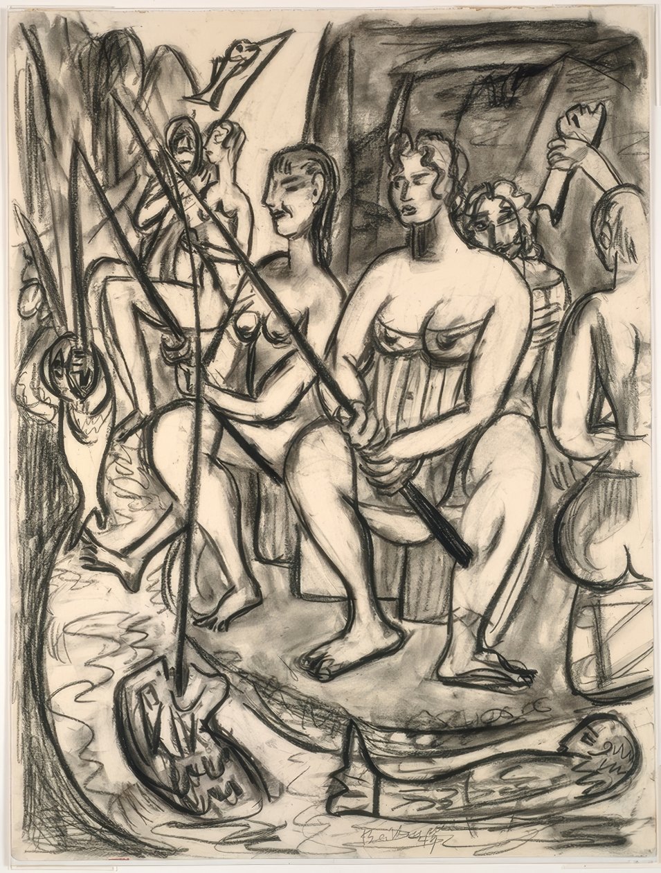 Vrouwen vissen door Max Beckmann