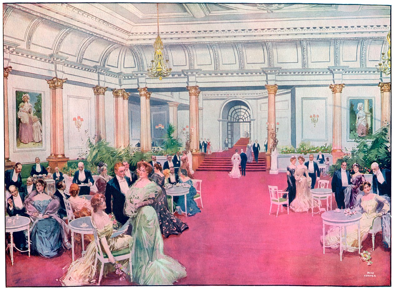 De foyer van het Savoy Restaurant, Londen, 1905 door Max Cowper