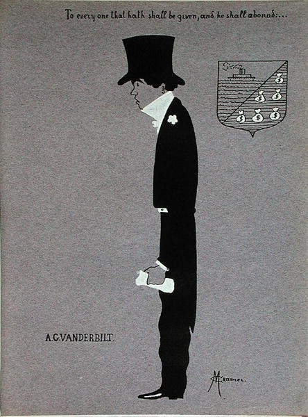 Karikatuur van Alfred Gwynne Vanderbilt (1877-1915), uit 