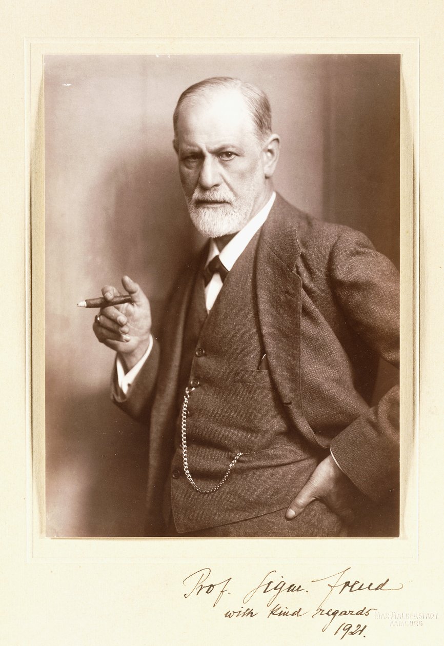 Een gesigneerde foto van Sigmund Freud, c.1921 door Max Halberstadt
