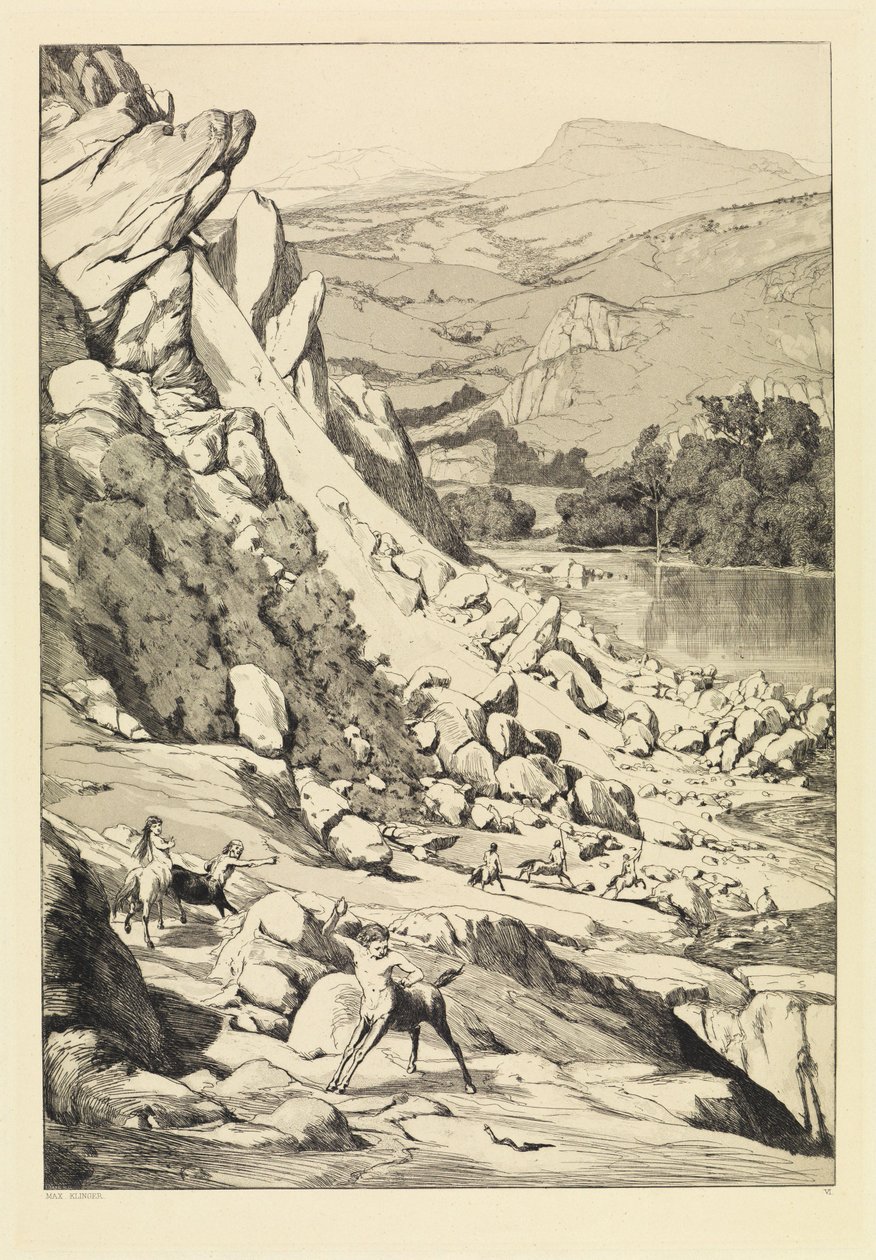 Bergstort (Intermezzi, Opus IV, blad 6) door Max Klinger