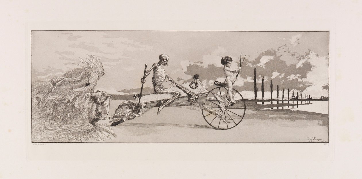 Cupido, dood en het hiernamaals, plaat XII uit Intermezzos..., 1881 door Max Klinger