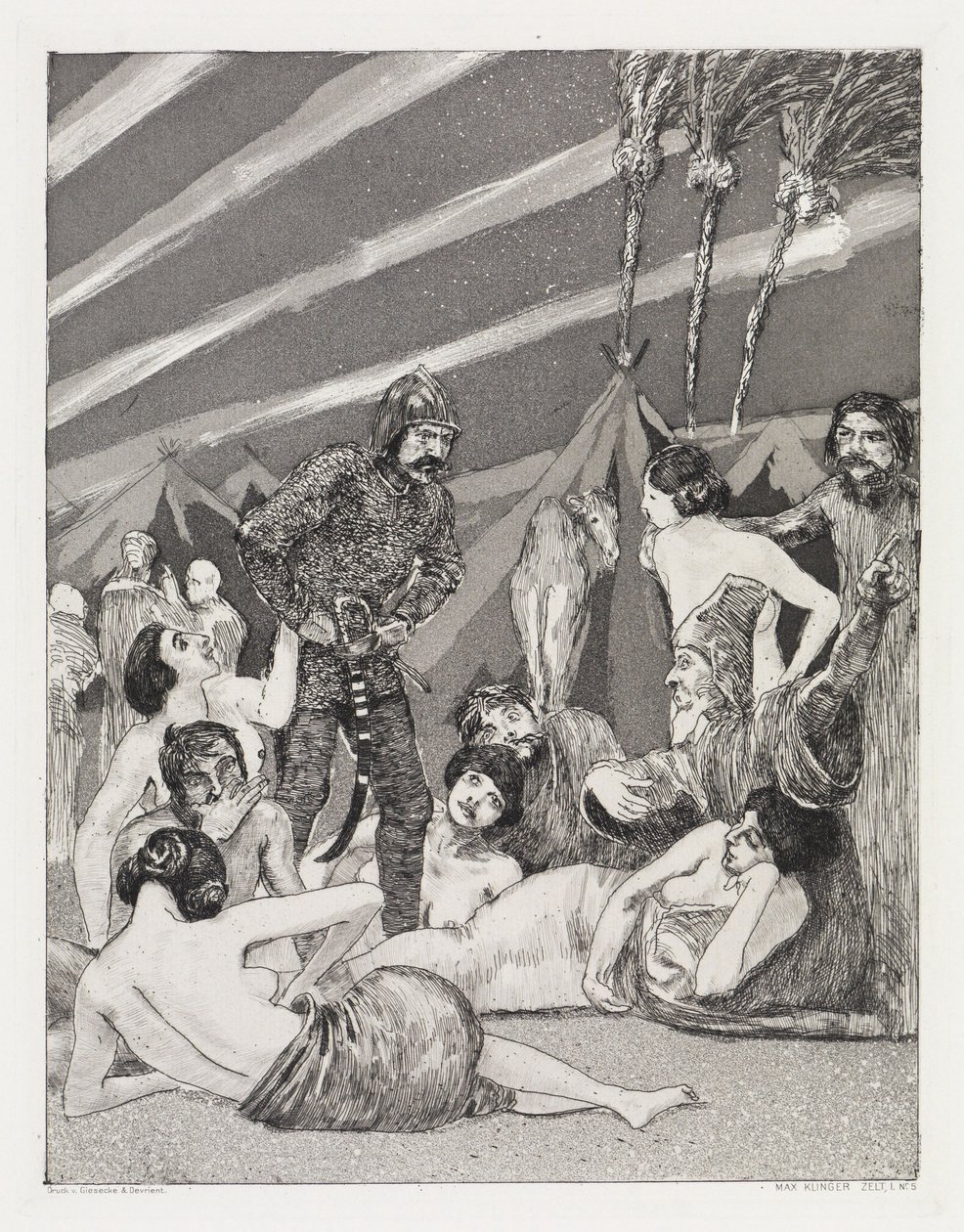 Het kamp (Tent, Opus XIV, deel 1, nr. 5) door Max Klinger