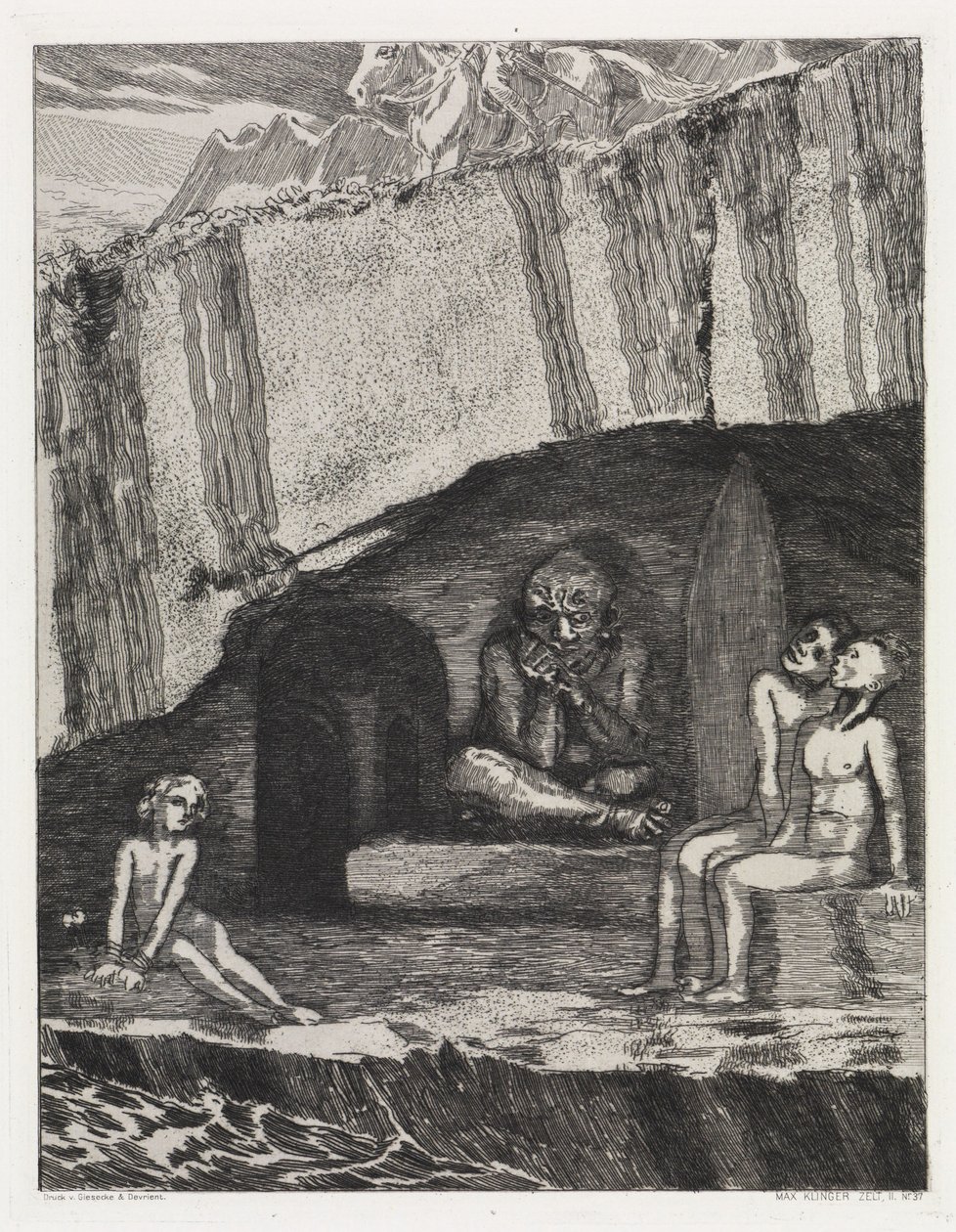 De grot (Tent, Opus XIV, deel 2, nr. 37) door Max Klinger