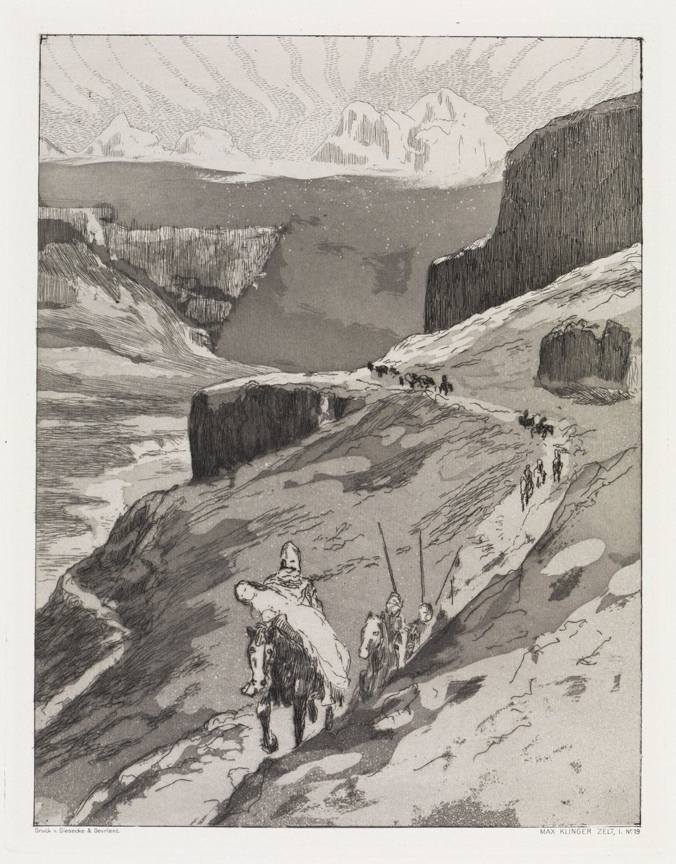 Door de bergen (Tent, Opus XIV, deel 1, nr. 19) door Max Klinger