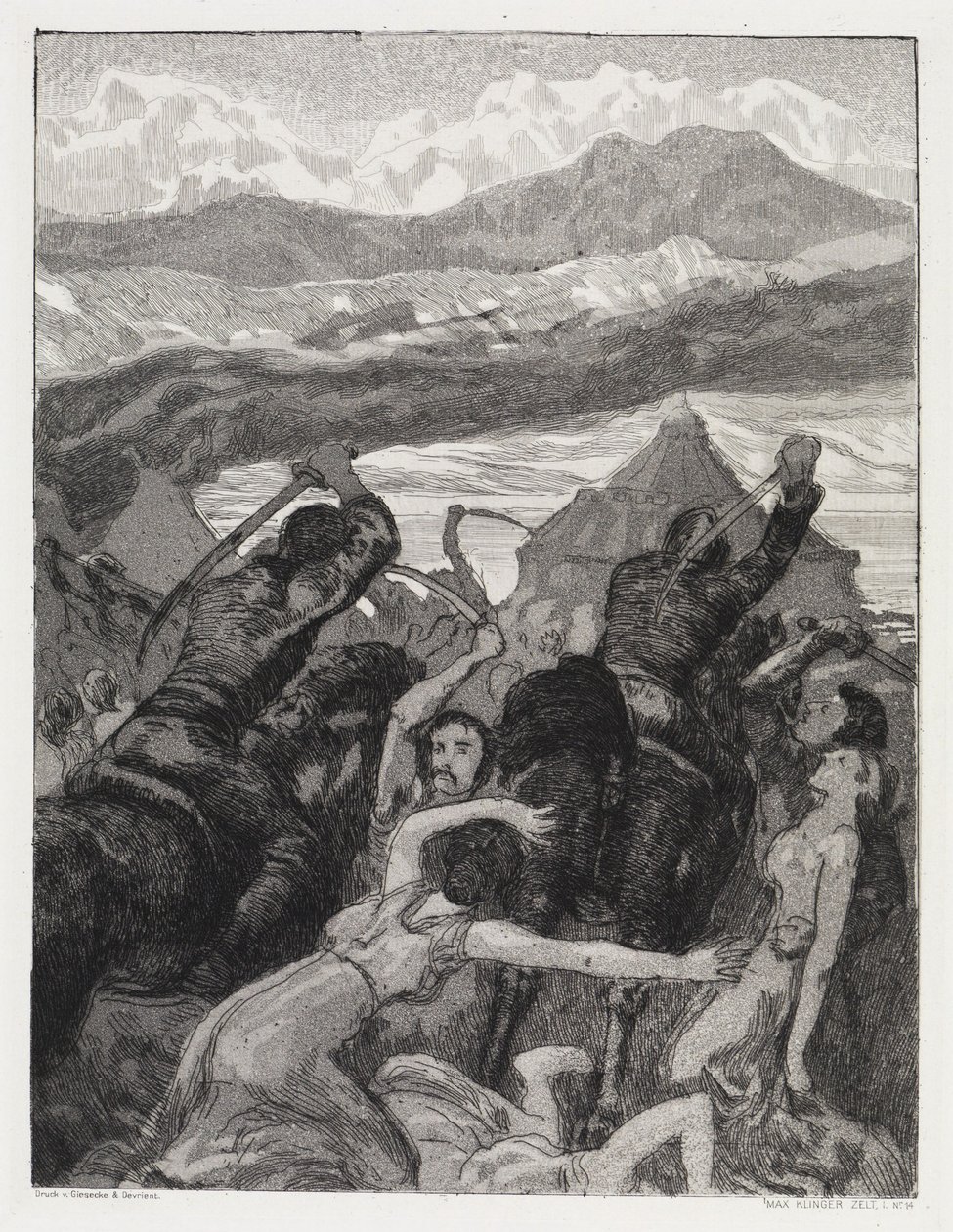 Inbraak (Tent, Opus XIV, deel 1, nr. 14) door Max Klinger