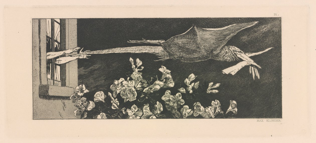 Ontvoering, uit de serie Ein Handschuh door Max Klinger