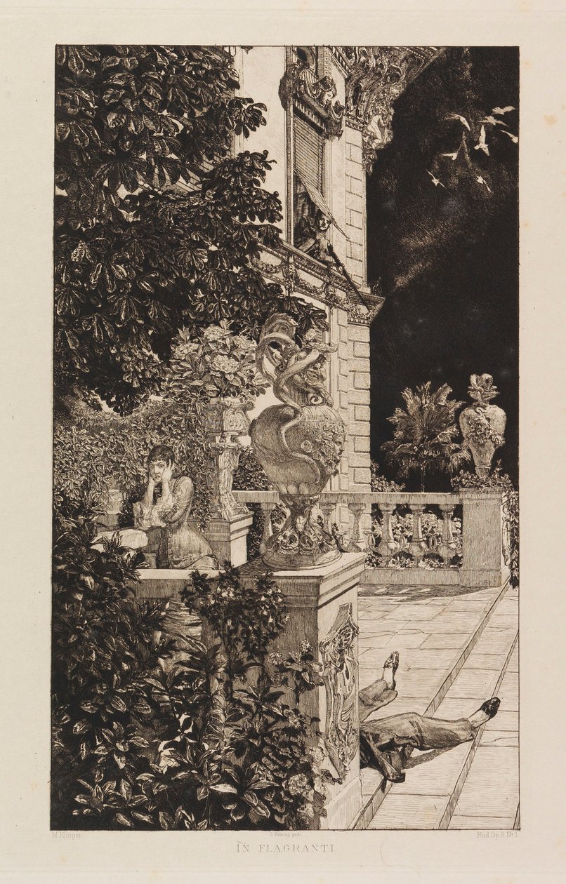 In Flagranti, uit Dramas, Opus IX Dramen, Opus IX, 1883 door Max Klinger