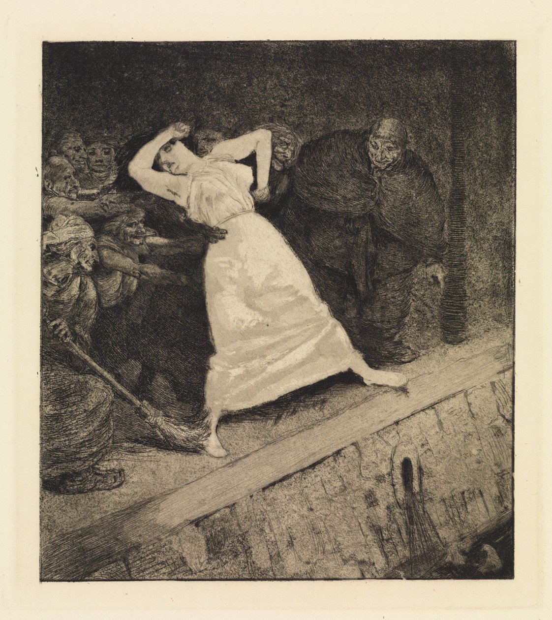 In de goot! (Een leven, Opus VIII, blad 10) door Max Klinger