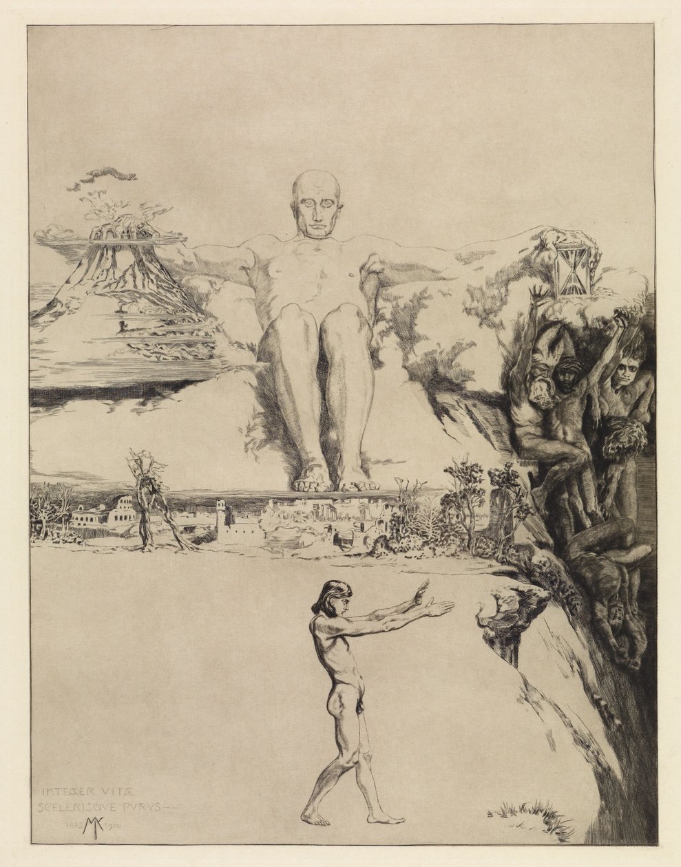 Integer vitae (titelpagina) (Over de dood, tweede deel, Opus XI, blad 1) door Max Klinger