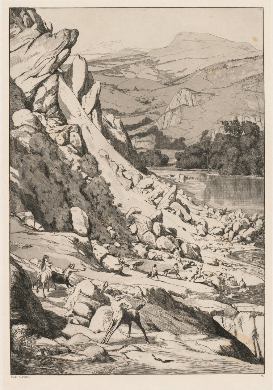 Aardverschuiving Opus IV, 6, 1881 door Max Klinger