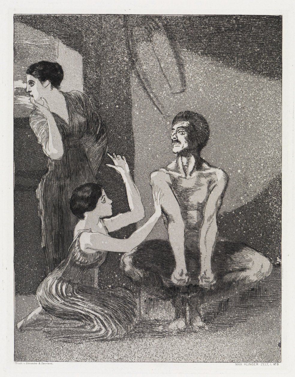 Het meisje en de boogschutter (Tent, Opus XIV, deel 1, nr. 9) door Max Klinger