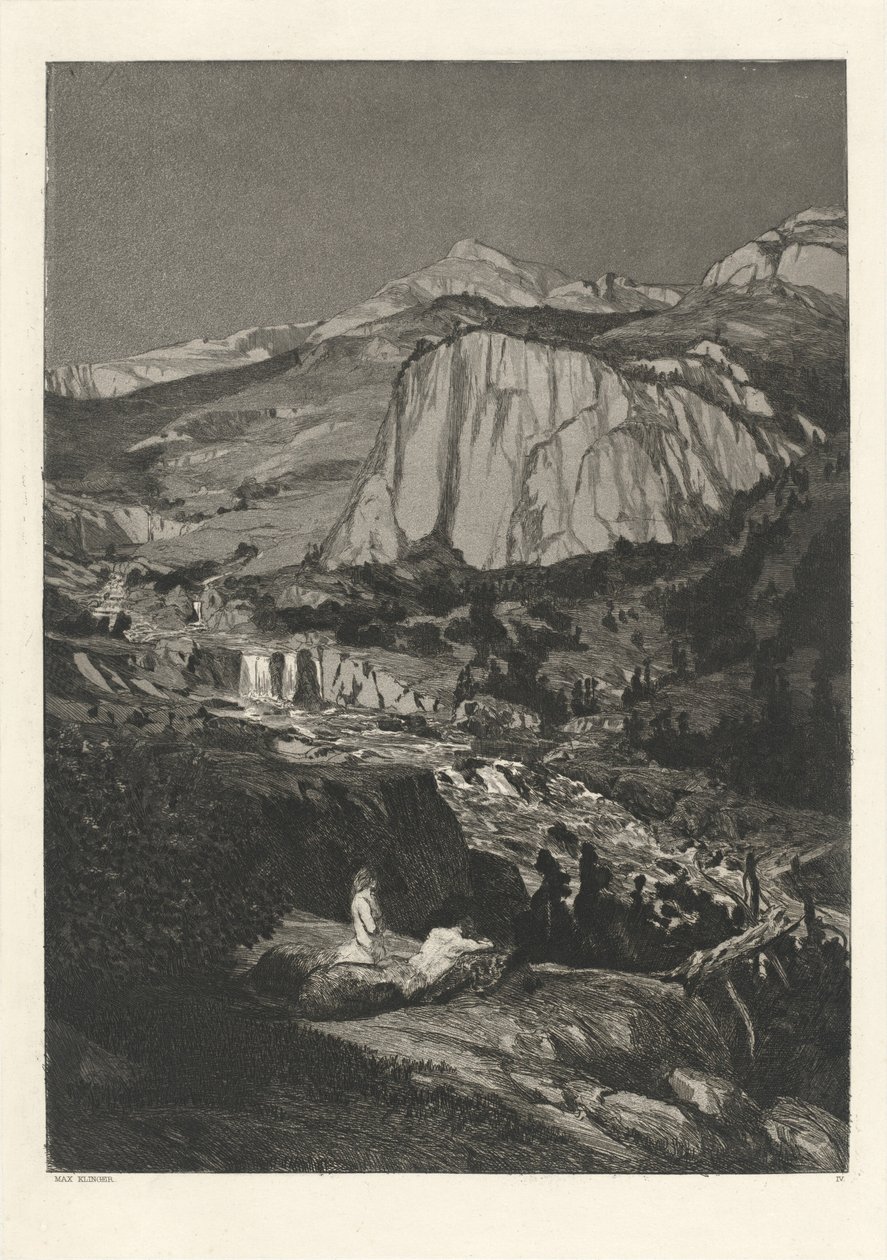Maanlichte Nacht Mondnacht: pl. 4, gepubliceerd 1881 door Max Klinger